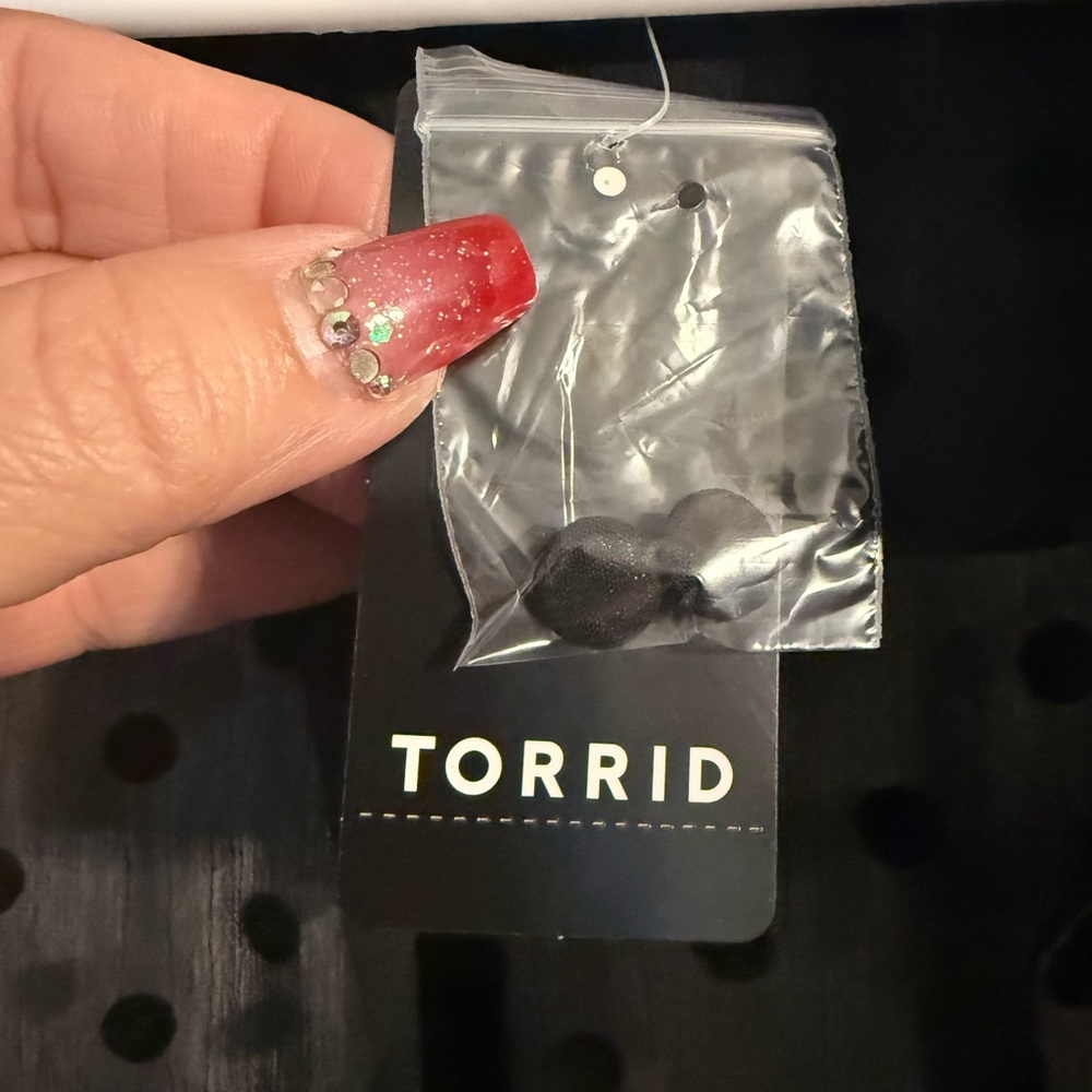 Torrid Black Sheer Polka Dot Blouse - Picture 6 of 6